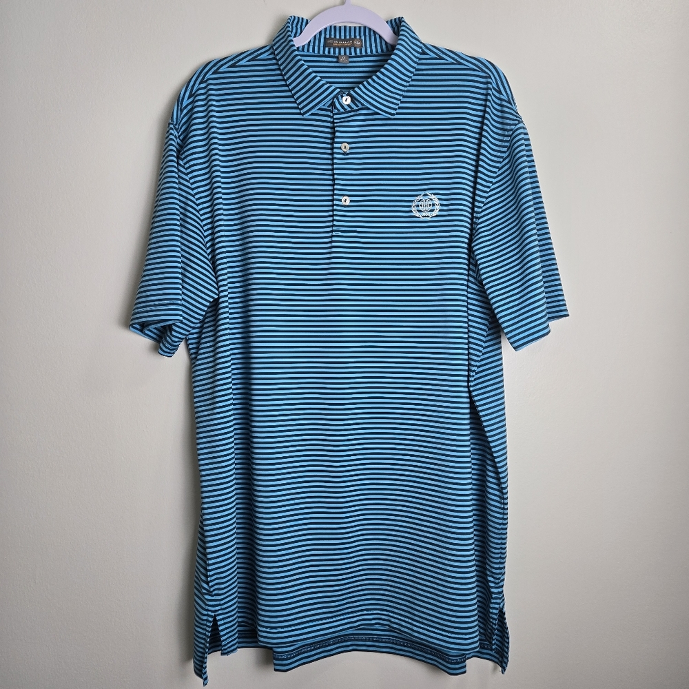PETER MILLAR Summer Comfort Blue Striped Golf Polo XL